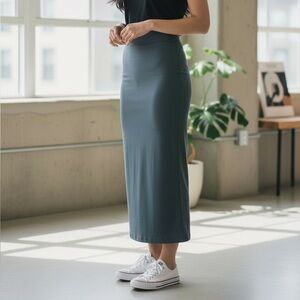 EILEEN FISHER Stretch Jersey Knit Maxi Skirt in Charcoal XS